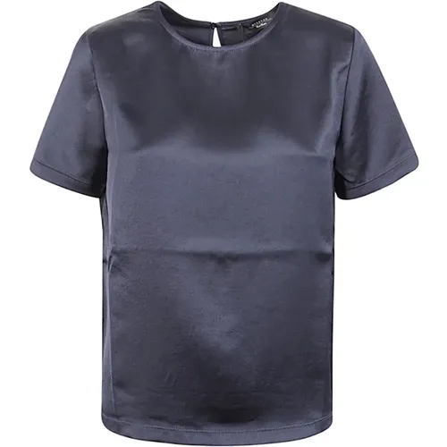 Blaues Fluid Lyocell Jersey T-Shirt , Damen, Größe: S - Max Mara Weekend - Modalova