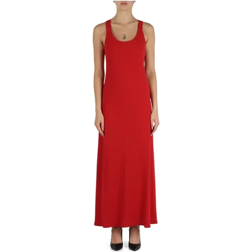 Long Crepe Dress Round Neck Sleeveless , female, Sizes: M, XS, S - Maliparmi - Modalova