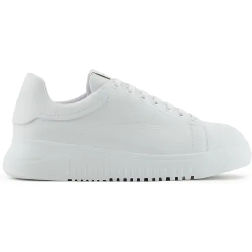 Leather Sneaker with Logo Insert , female, Sizes: 5 UK, 2 UK, 3 UK, 6 UK, 1 UK - Emporio Armani - Modalova