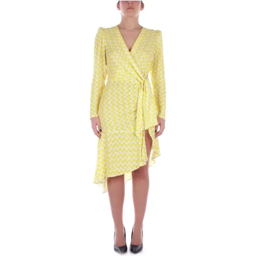 Gelbes Kleid mit Logo-Detail , Damen, Größe: XL - Elisabetta Franchi - Modalova