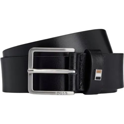 Leather Belt with Metal Detail , male, Sizes: 100 CM - Hugo Boss - Modalova