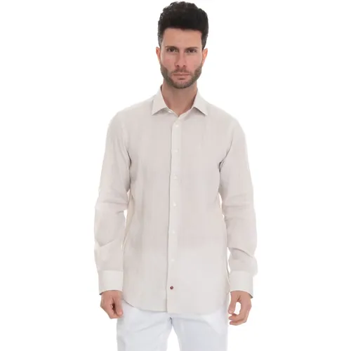 Linen Shirt Dress Neck Italia , male, Sizes: 4XL, 2XL - Càrrel - Modalova