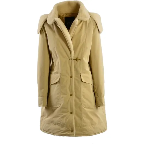 Cotton Blend Coat with Removable Hood , female, Sizes: S - Fay - Modalova