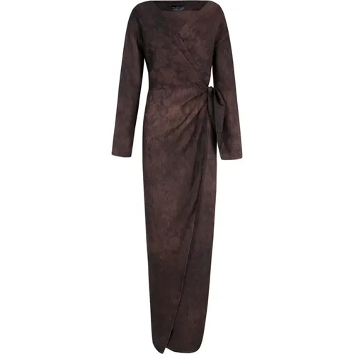 Malaysia, burgundy jacquard wrap dress , female, Sizes: XL, M, L, S, 2XL - Cortana - Modalova