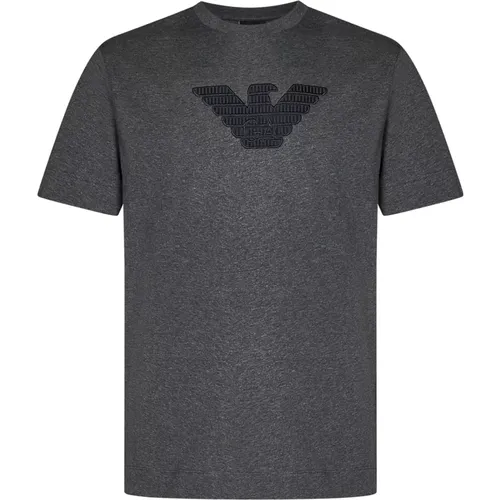 Graues Rundhals-T-Shirt Stilvolles Design , Herren, Größe: L - Emporio Armani - Modalova