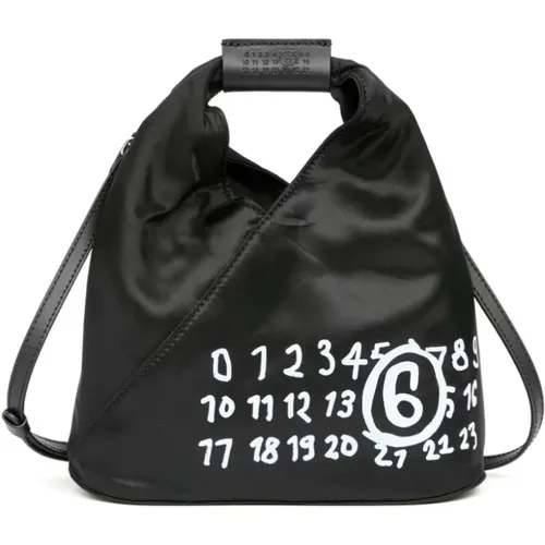 Schwarze Tasche mit Signaturzahlenmotiv , Damen, Größe: ONE Size - MM6 Maison Margiela - Modalova