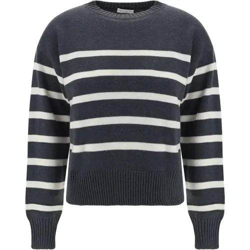 Striped Cashmere Sweater , female, Sizes: M, XS - BRUNELLO CUCINELLI - Modalova