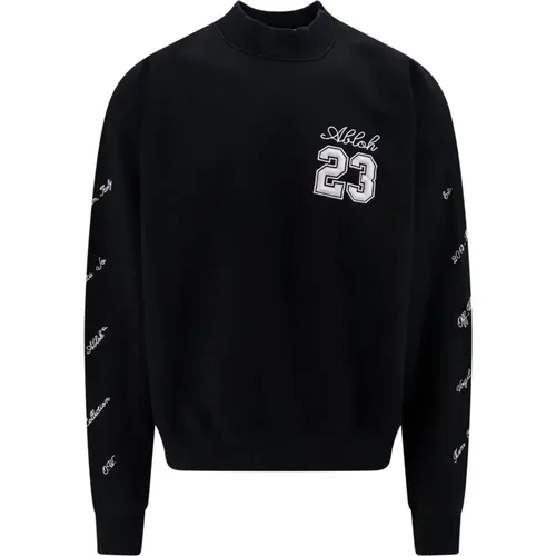 Schwarzer Sweatshirt mit Ikonischer Stickerei , Herren, Größe: L - Off White - Modalova