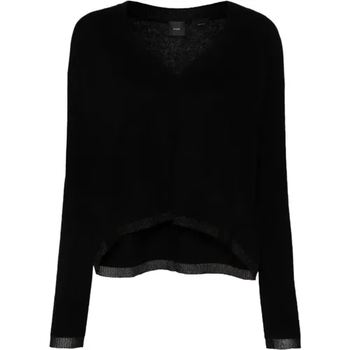 Love Birds V-Neck Pullover , Damen, Größe: M - pinko - Modalova