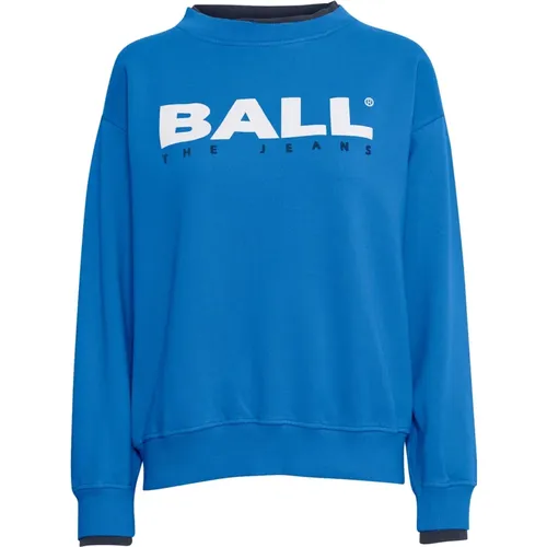 Blaue Olympia Sweatshirt mit Cool Print , Damen, Größe: M - Ball - Modalova