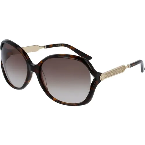 Stylish Sunglasses in Havana Gold/Brown,Sunglasses Gg0076S - Gucci - Modalova