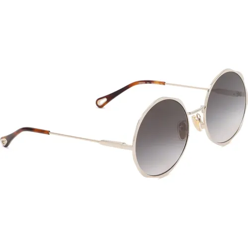 Sunglasses,Sonnenbrille,Gold Gradient Brick Sonnenbrille,Stilvolle Sonnenbrille,Gold/Grau getönte Sonnenbrille - Chloé - Modalova