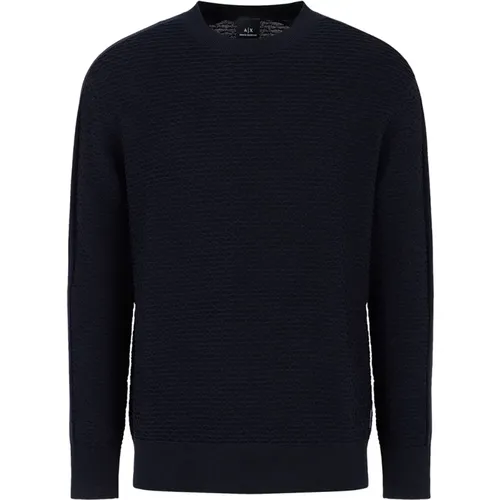 Navy Baumwoll Pullover Sweater , Herren, Größe: L - Armani Exchange - Modalova