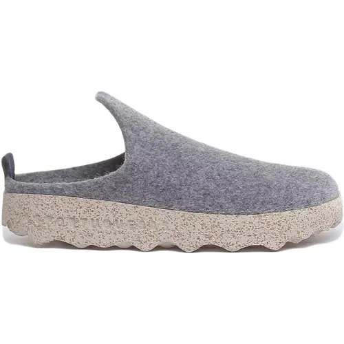 Grey Wool Felt Slipper Shoes , female, Sizes: 3 UK, 6 UK, 4 UK, 8 UK, 9 UK - Asportuguesas - Modalova