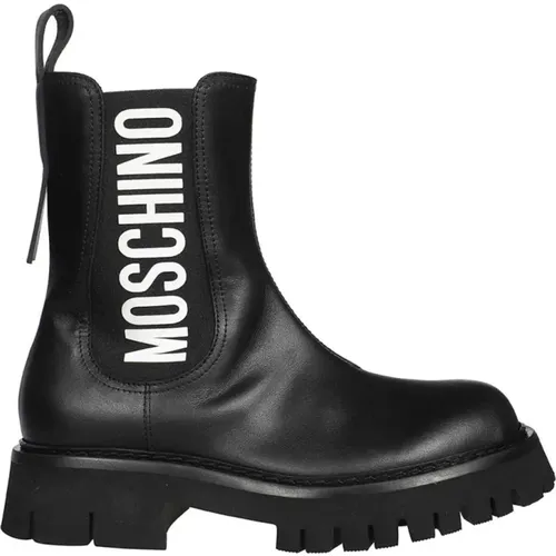 Klassische Leder Chelsea Stiefel , Herren, Größe: 39 EU - Moschino - Modalova