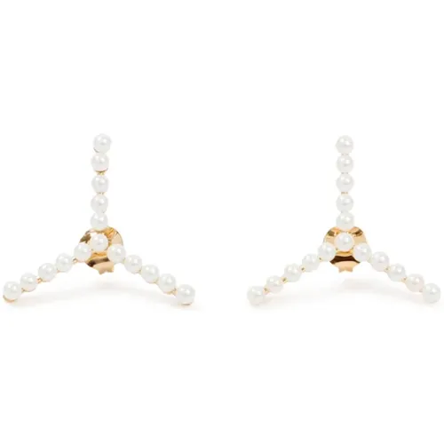 Earrings,Silberne Mini Y Ohrringe mit Perlen - Y/Project - Modalova