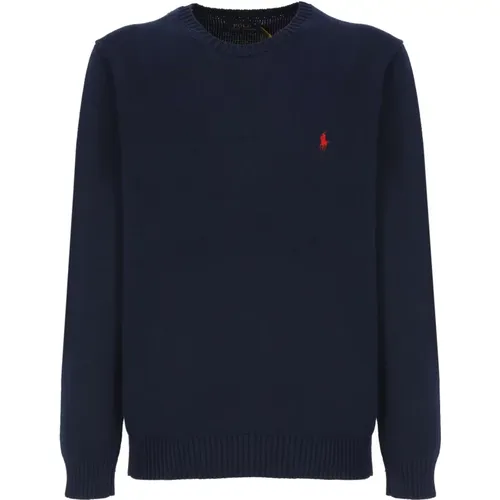 Dunkelblauer Baumwollpullover mit Iconic Pony Stickerei , Herren, Größe: L - Ralph Lauren - Modalova