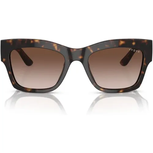 Dunkle Havana Sonnenbrille mit Braunen Shaded Gläsern , Damen, Größe: 54 MM - Vogue - Modalova