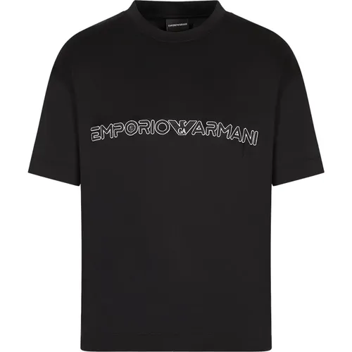Tencel Men`s Comfort Fit T-shirt with Logo Patch , male, Sizes: XL - Emporio Armani - Modalova