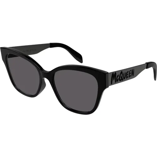 Schwarze/Graue Sonnenbrille , Damen, Größe: 46 MM - alexander mcqueen - Modalova