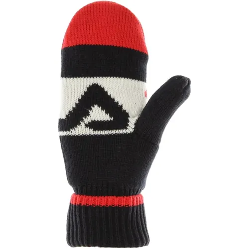 Intarsia Gestrickte Herrenhandschuhe Schwarz/Rot/Weiß - Fila - Modalova