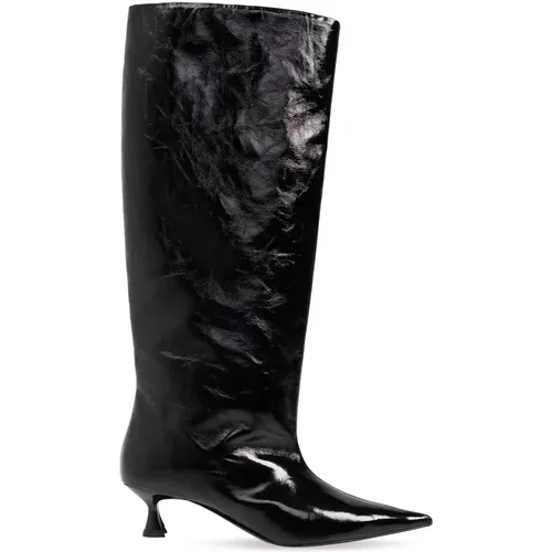 Glossy heeled boots , female, Sizes: 4 UK - Ganni - Modalova