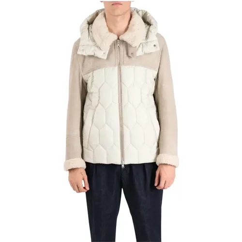 Shearling Hooded Jacket with Zip Closure , male, Sizes: XL, 2XL, 3XL - Dfour - Modalova