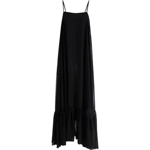 Chiffon Maxi Weites Schwarzes Kleid , Damen, Größe: XS - ROTATE Birger Christensen - Modalova