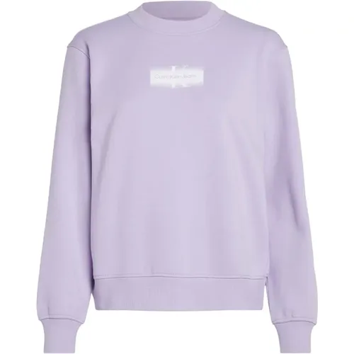 Pastel Lila Faded Monologue Sweatshirt , Damen, Größe: L - Calvin Klein Jeans - Modalova