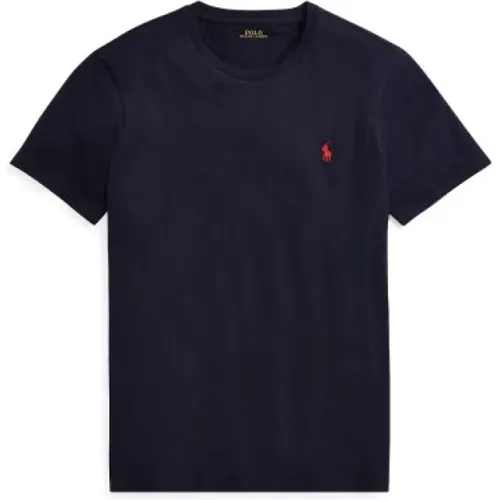 Dunkelblaues Custom Slim Fit Baumwoll-T-Shirt , Herren, Größe: 2XL - Polo Ralph Lauren - Modalova