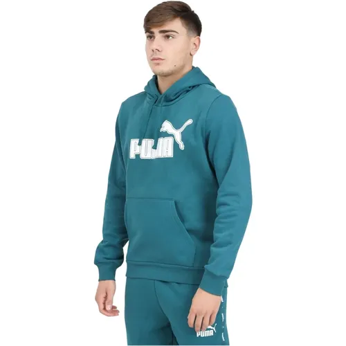 Sportlicher Grüner Hoodie Pullover , Herren, Größe: L - Puma - Modalova