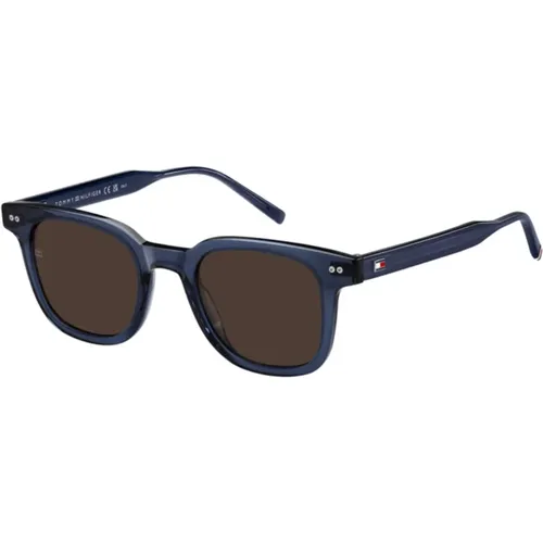 Blau/Braune Sonnenbrille TH 2126/S , Herren, Größe: 48 MM - Tommy Hilfiger - Modalova