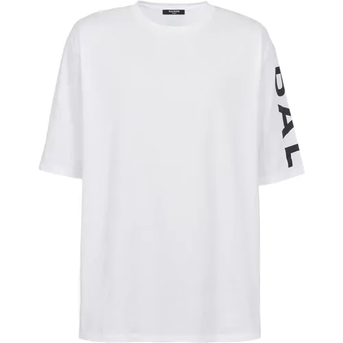 Oversize-T-Shirt aus Baumwolle mit Logo-Print - Balmain - Modalova