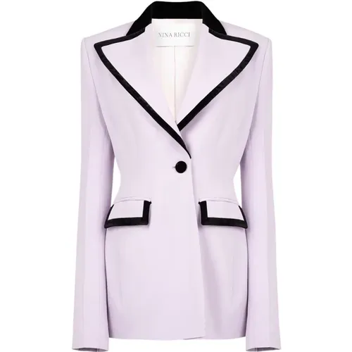 Lilac Tuxedo Detail Blazer , female, Sizes: L, M, 2XL, S, XL - Nina Ricci - Modalova