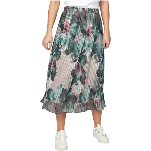 Pleated Skirt with Green Flower Print , female, Sizes: S - 2-Biz - Modalova