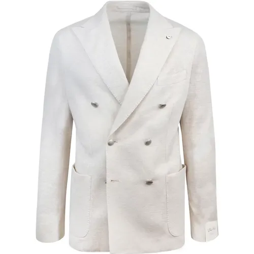 Double-breasted Linen Cotton Jacket , male, Sizes: XL, M - Lubiam - Modalova