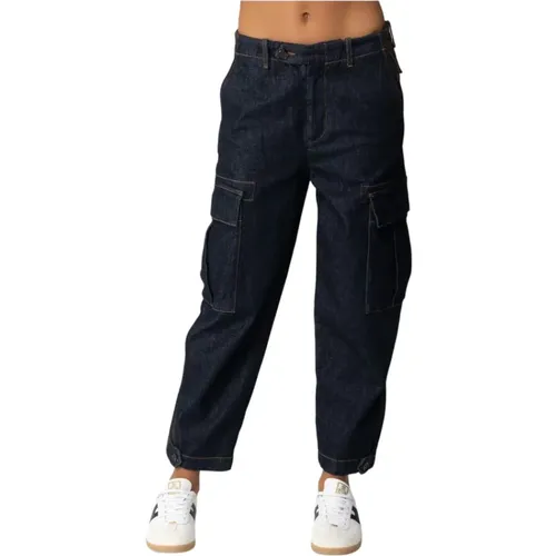 Blaue Cargo-Jeans mit Crop Cut , Damen, Größe: 2XS - pinko - Modalova