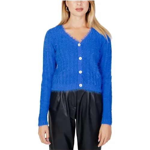 Blauer Knopfleiste V-Ausschnitt Cardigan , Damen, Größe: L - Vero Moda - Modalova