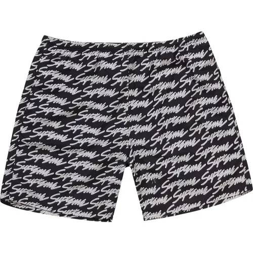 Signature Script Logo Water Short Black , male, Sizes: L - Supreme - Modalova