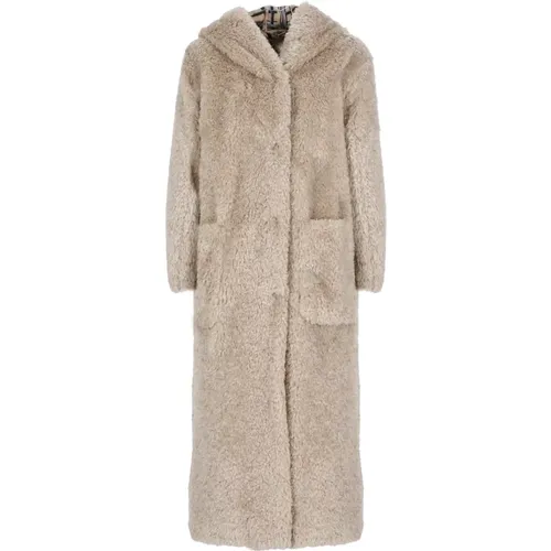 Synthetic Fur Hooded Coat , female, Sizes: XS - Herno - Modalova