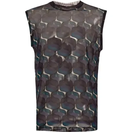 Silk Multicolored Top with All-Over Print , male, Sizes: L - Dries Van Noten - Modalova