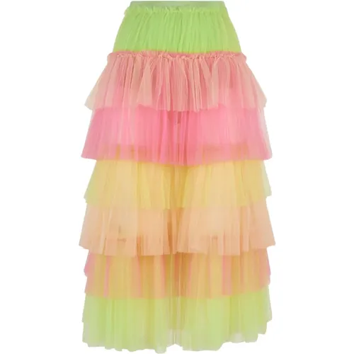 Colorful Tulle Skirt with High Waist , female, Sizes: S - Elisabetta Franchi - Modalova