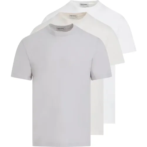 Baumwoll-T-Shirt-Set Grau Weiß Creme , Herren, Größe: S - Maison Margiela - Modalova