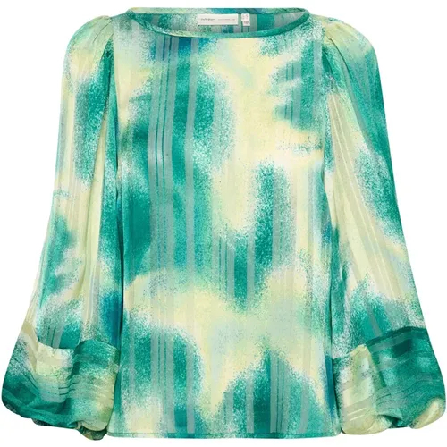 Green Art Splash Blouse with Flare Sleeves , female, Sizes: 2XL, XL, L, M - InWear - Modalova