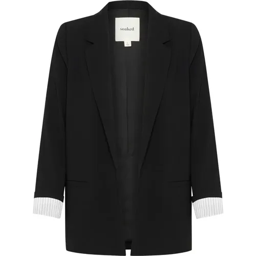 Fold-Up Blazer Schwarz , Damen, Größe: S - Soaked in Luxury - Modalova