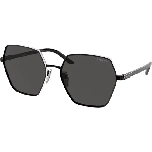 Moderne Frauensonnenbrille Schwarz/Dunkelgrau - Prada - Modalova