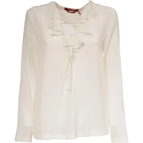 Silk Blouse with Ruffle Detail , female, Sizes: L - Max Mara Studio - Modalova