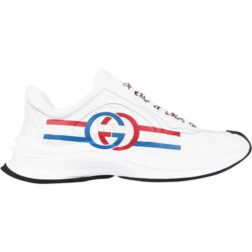 Leather Sneakers with GG Detail , male, Sizes: 8 UK, 7 UK - Gucci - Modalova