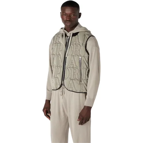 Men Greige Polyamide Jacket , male, Sizes: XL, L, 2XL - Emporio Armani - Modalova