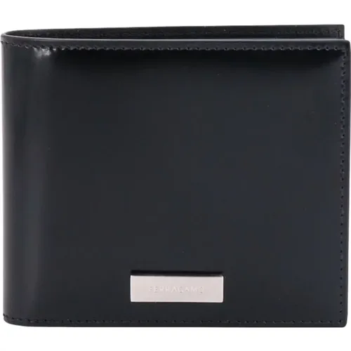 Leather Wallet with Metal Logo Plaque , male, Sizes: ONE SIZE - Salvatore Ferragamo - Modalova